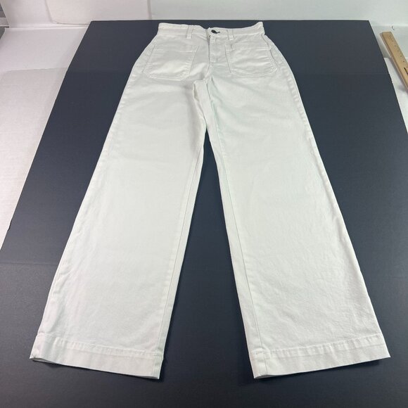 ASKK NY Pants Womens 26x30* Sailor High Rise Wide Leg White Twill Stretch Tag 26 - Picture 1 of 16